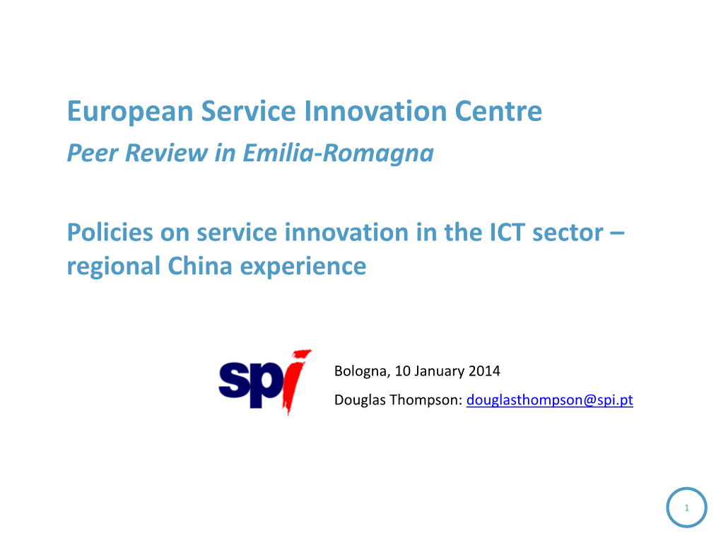 European Service Innovation Centre Peer Review in Emilia-Romagna