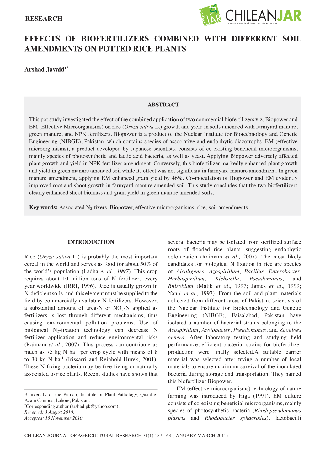 Effects of Biofertilizers Combined with Different Soil Amendments on Potted Rice Plants