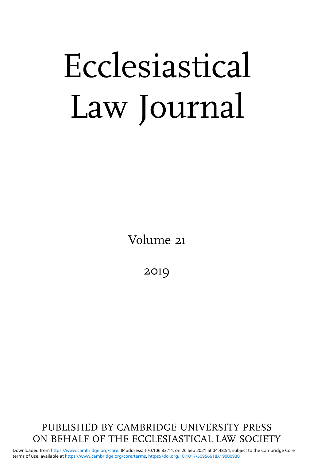 Ecclesiastical Law Journal