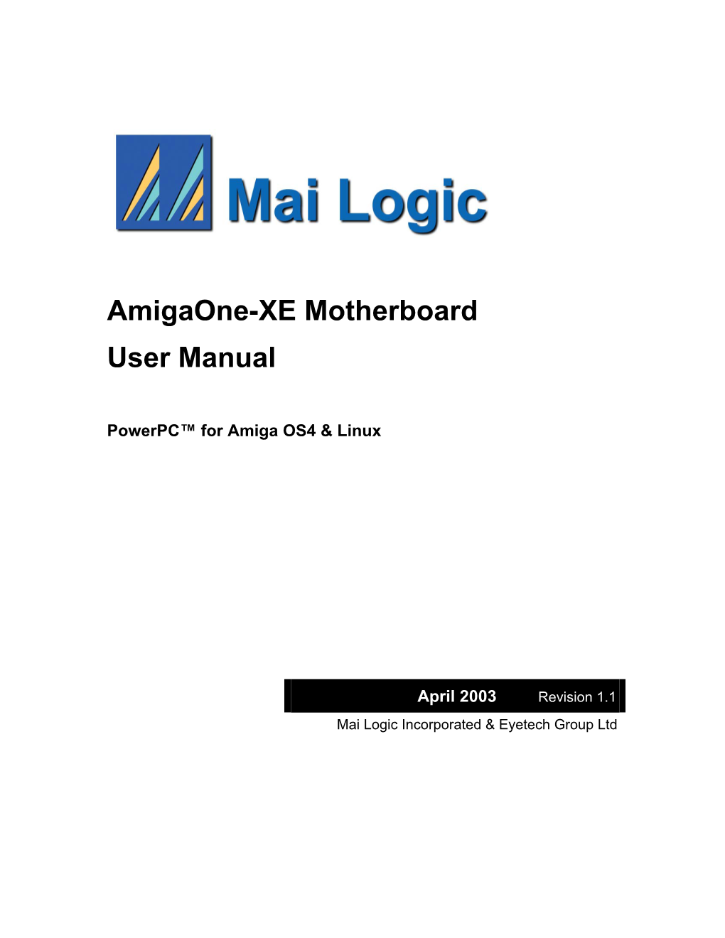 Amigaone-XE Motherboard User Manual