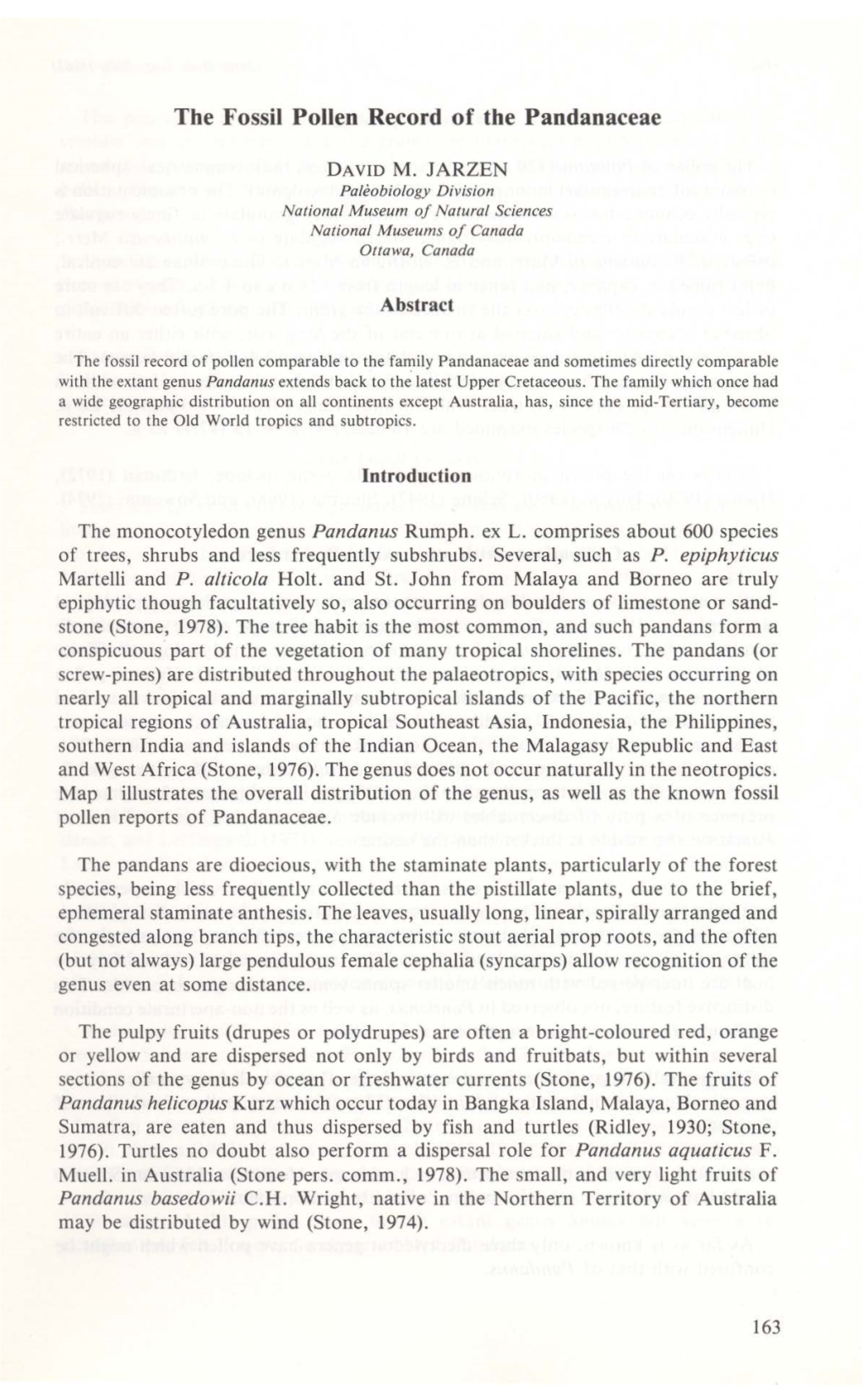 The Fossil Pollen Record of the Pandanaceae