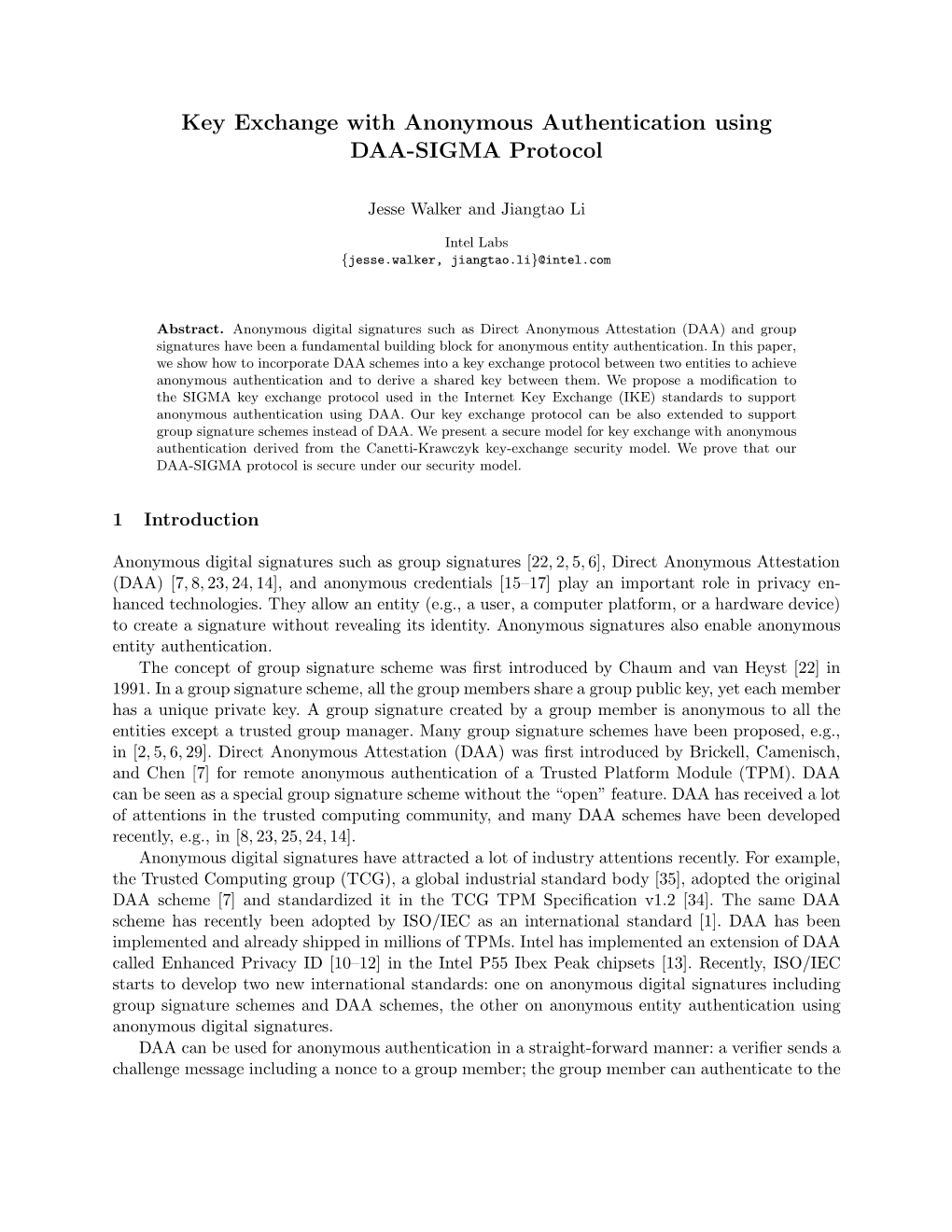 Key Exchange with Anonymous Authentication Using DAA-SIGMA Protocol