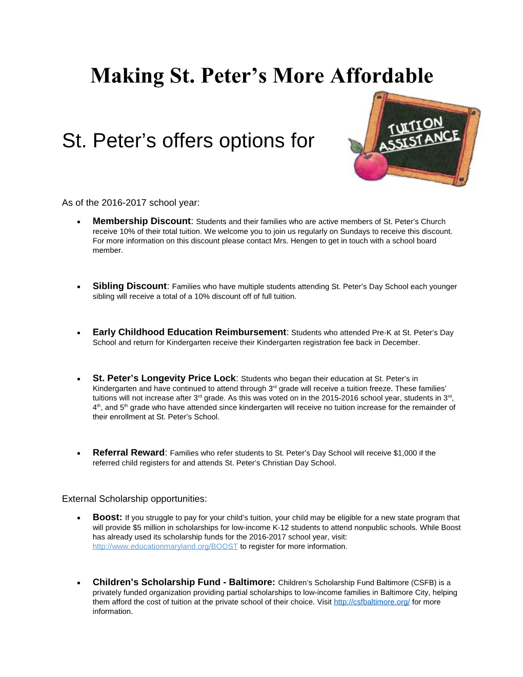 St. Peter S Offers Options For