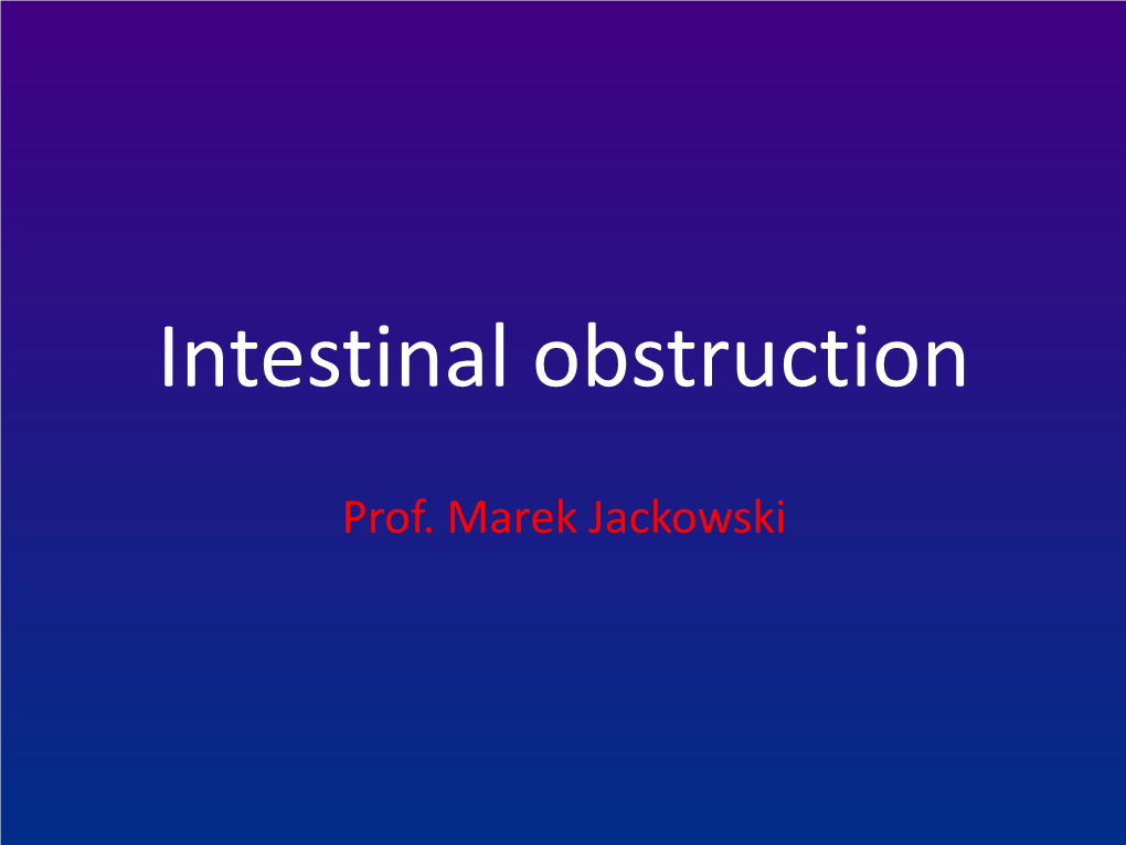 Intestinal Obstruction