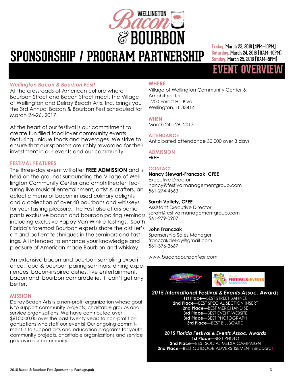 SPONSORSHIP / PROGRAM PARTNERSHIP Sunday, March 25, 2018 (11AM—5PM) EVENT OVERVIEW