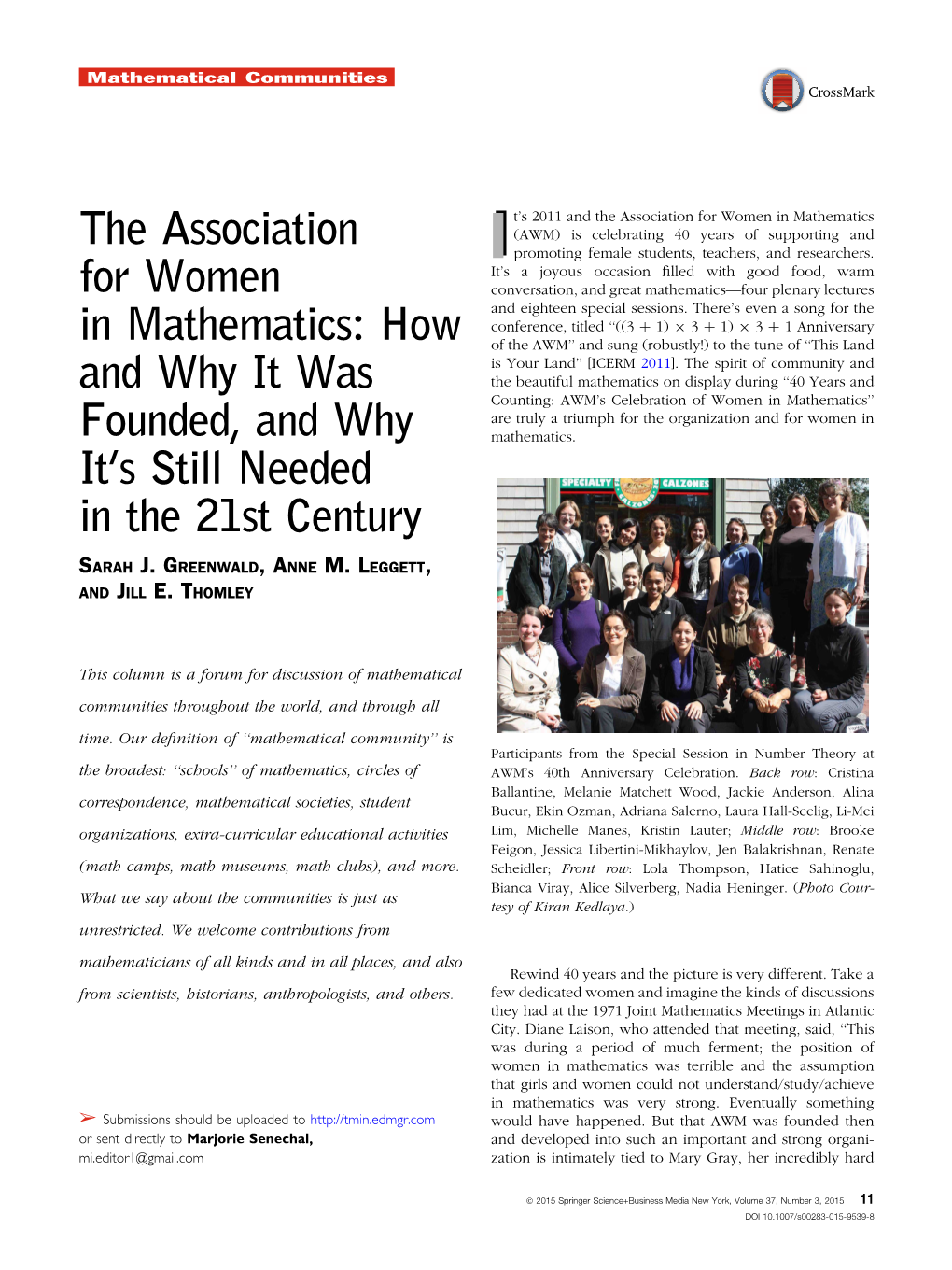 The Association for Women in Mathematics: How and Why It Was