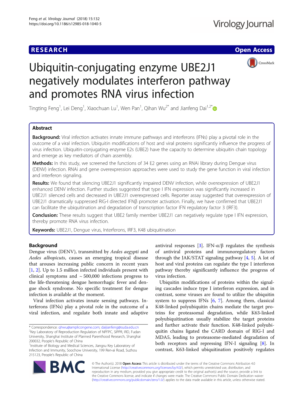Ubiquitin-Conjugating Enzyme UBE2J1 Negatively Modulates