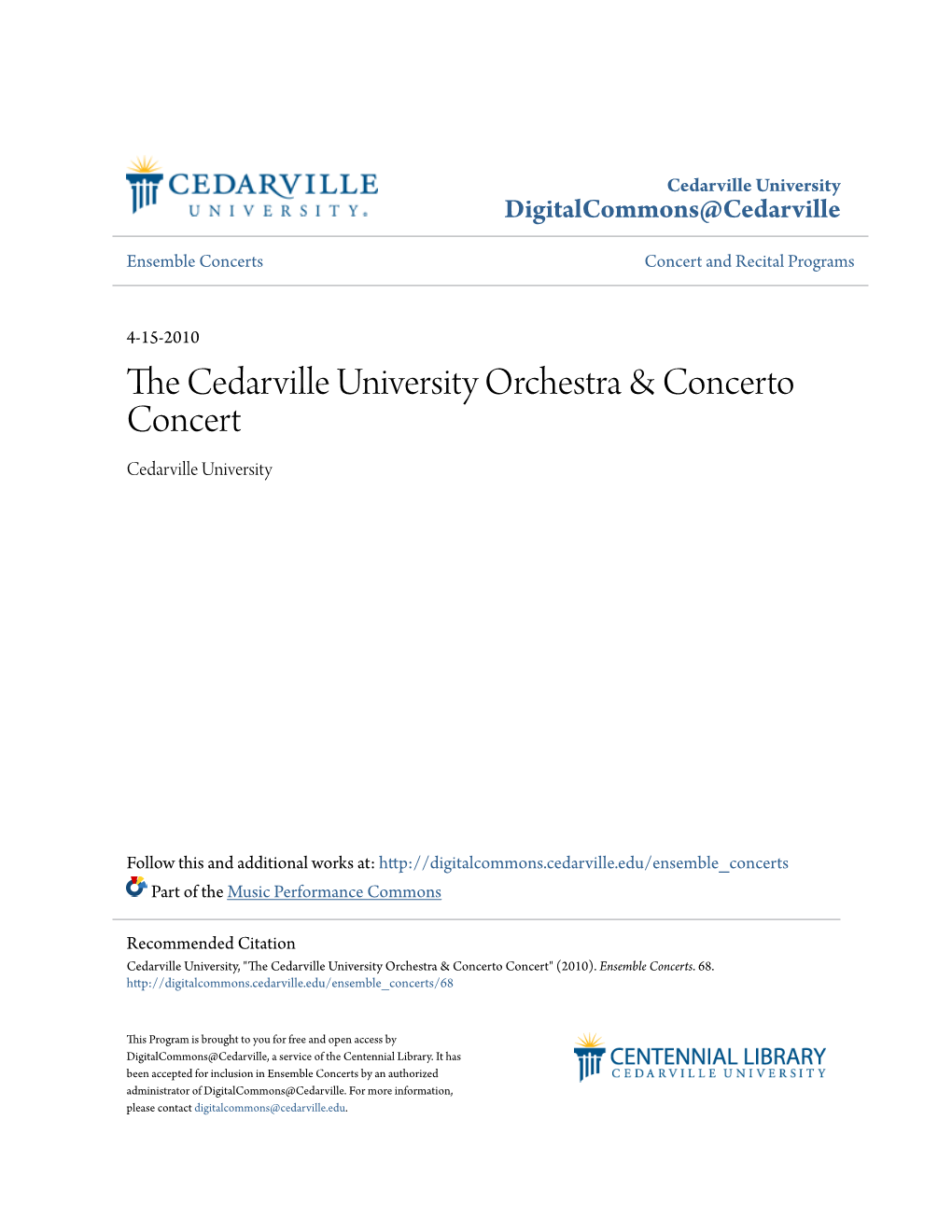 The Cedarville University Orchestra & Concerto Concert
