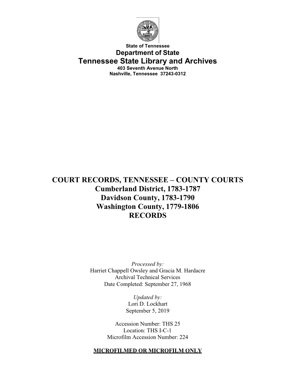 Tennessee County Court Records (Cumberland, Davidson