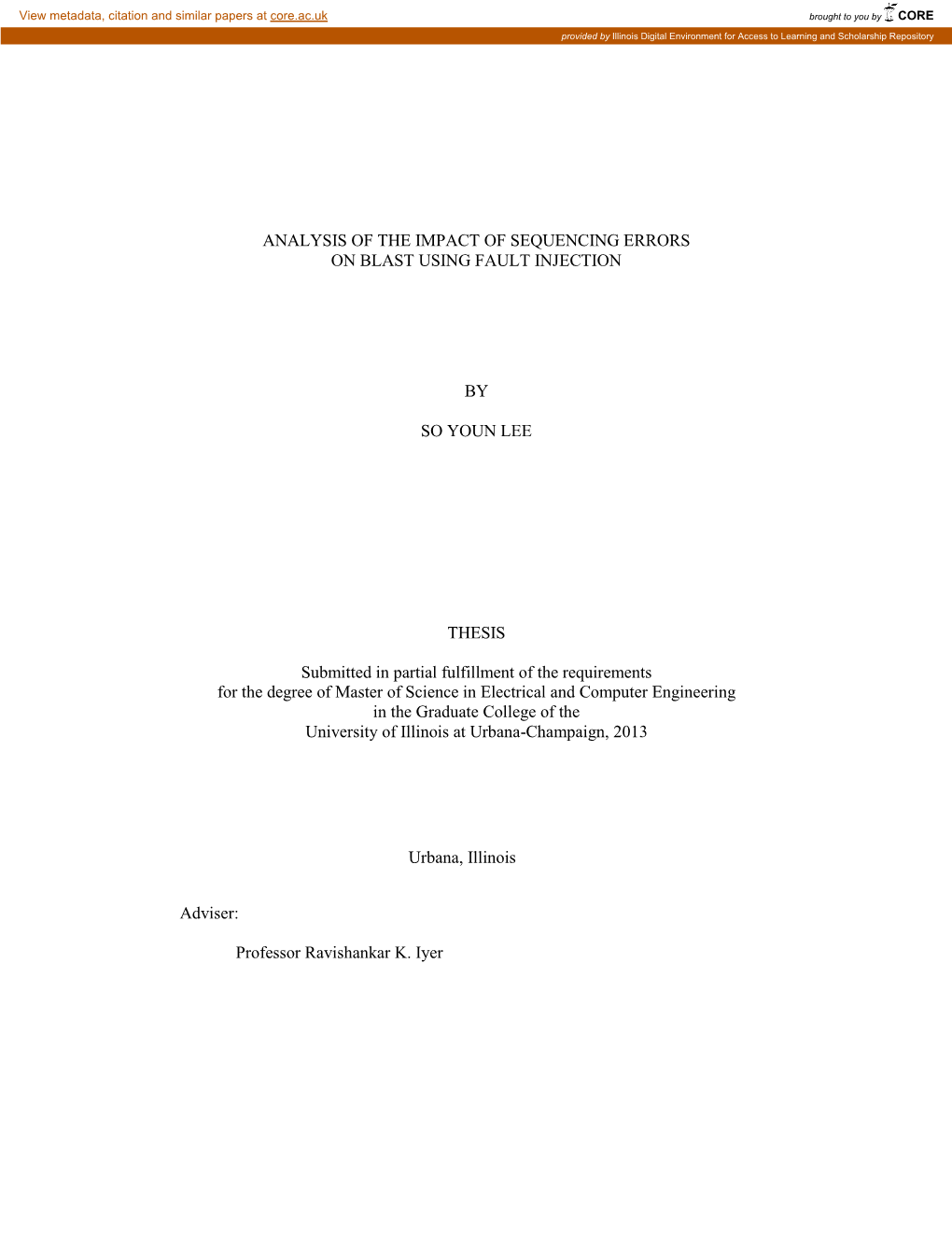 Analysis of the Impact of Sequencing Errors on Blast Using Fault Injection