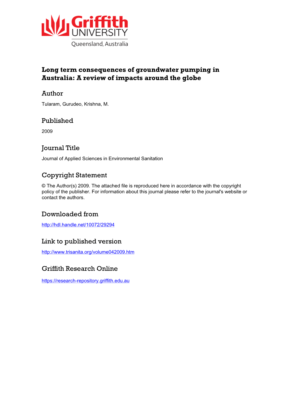 Long Term Consequences of Groundwater Pumping in Australia: a Review of Impacts Around the Globe