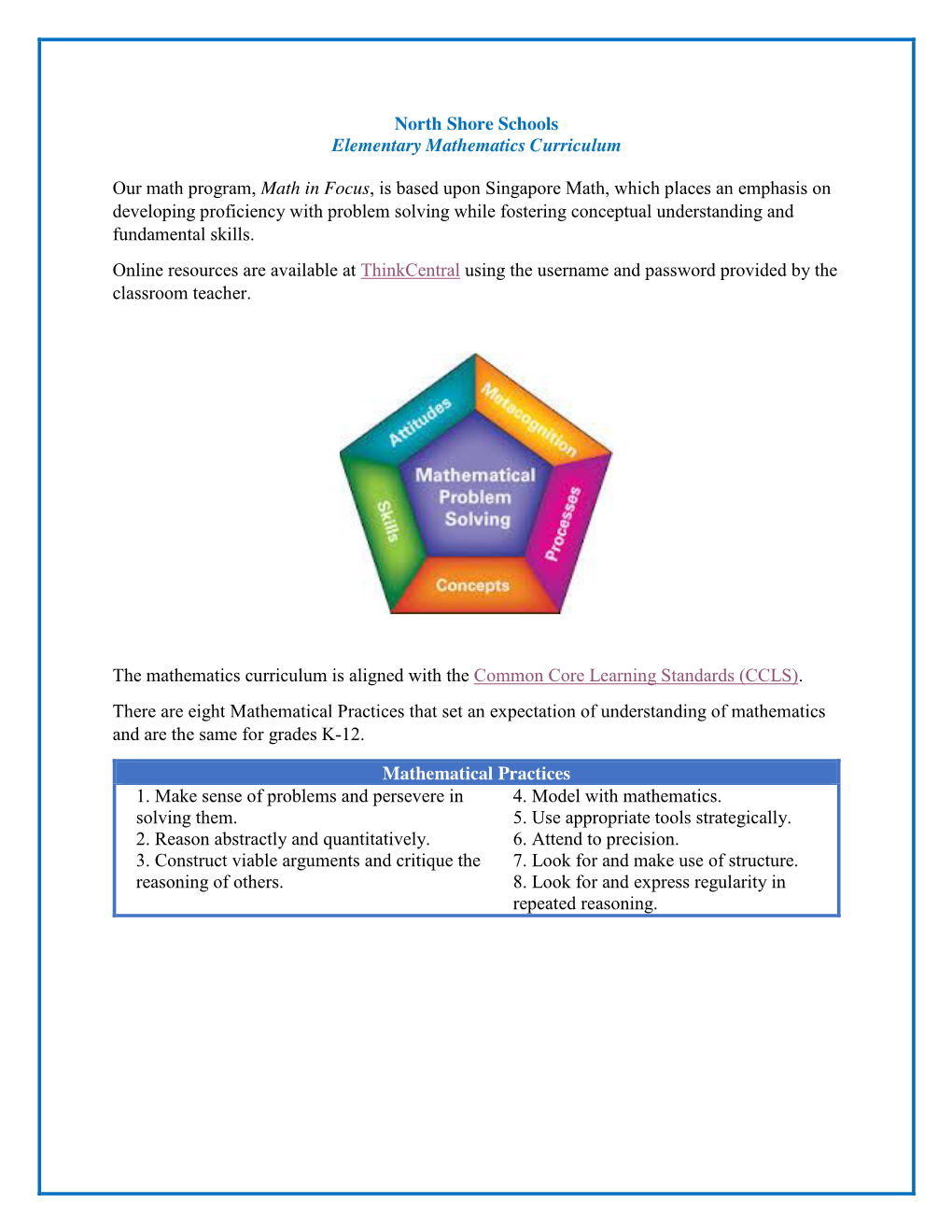 Elementary Math Program