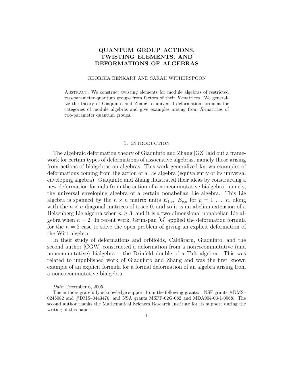 Quantum Group Actions, Twisting Elements, and Deformations of Algebras