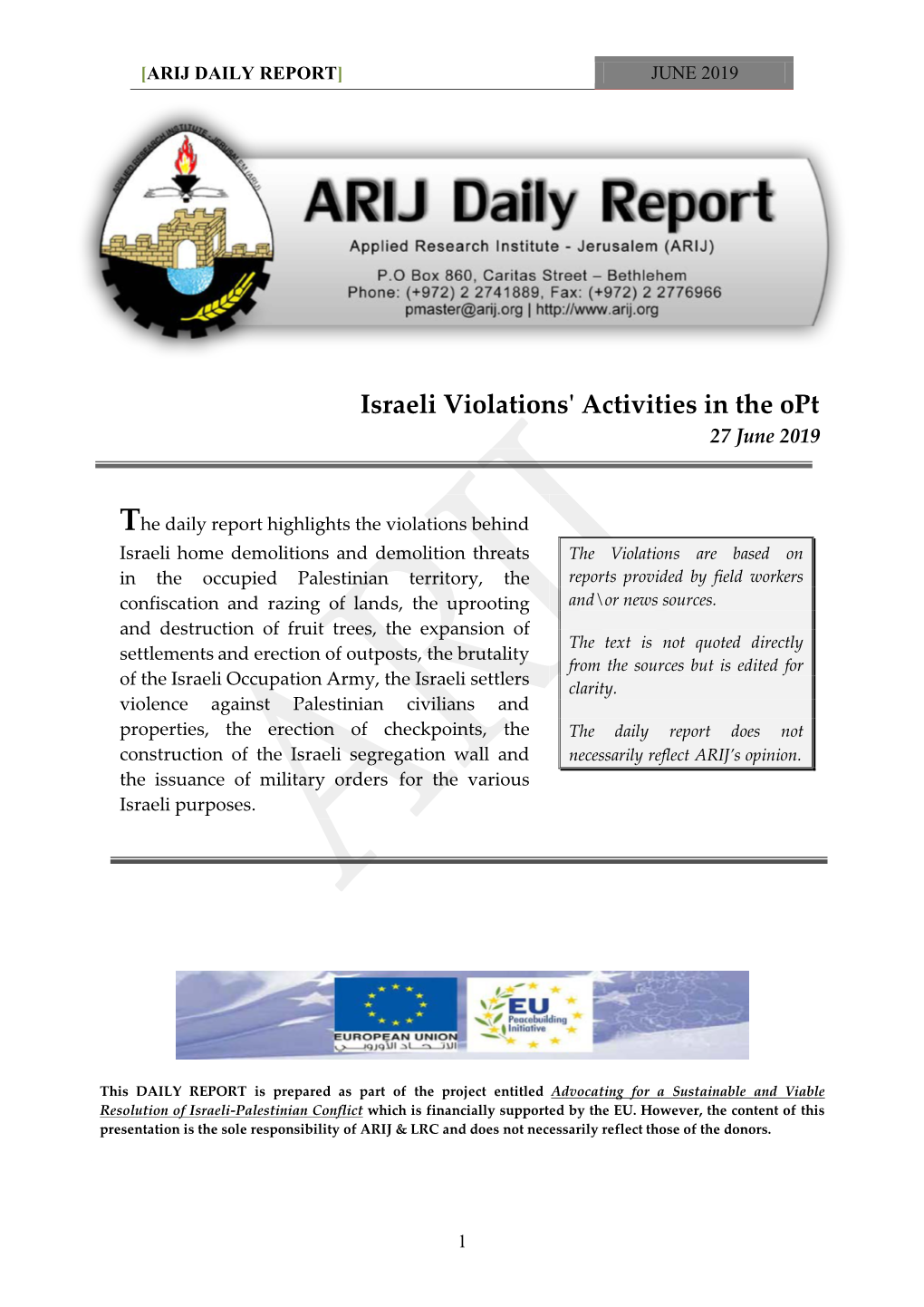 Arij Daily Report] June 2019