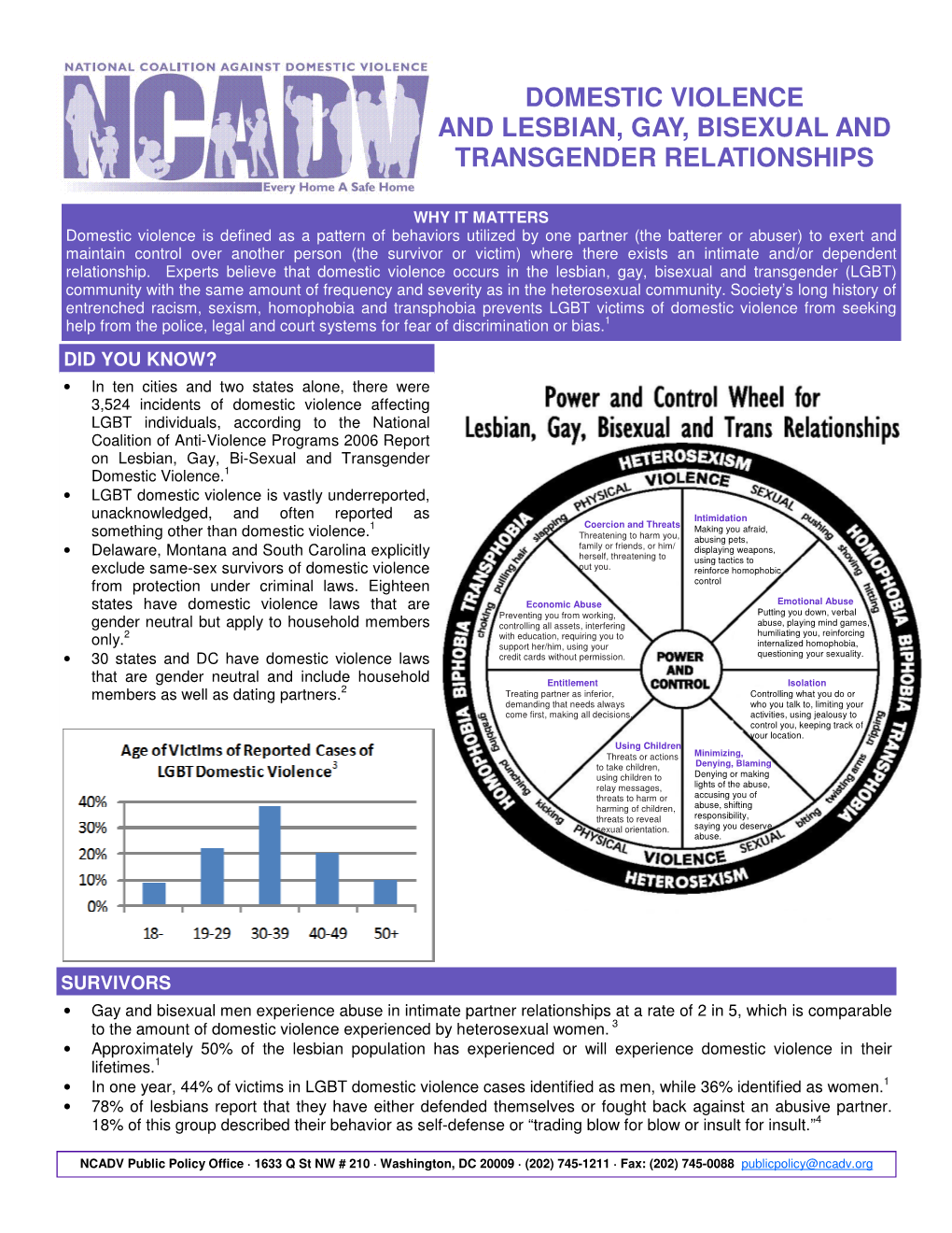 Domestic Violence and Lesbian, Gay, Bisexual and Transgender Relationships