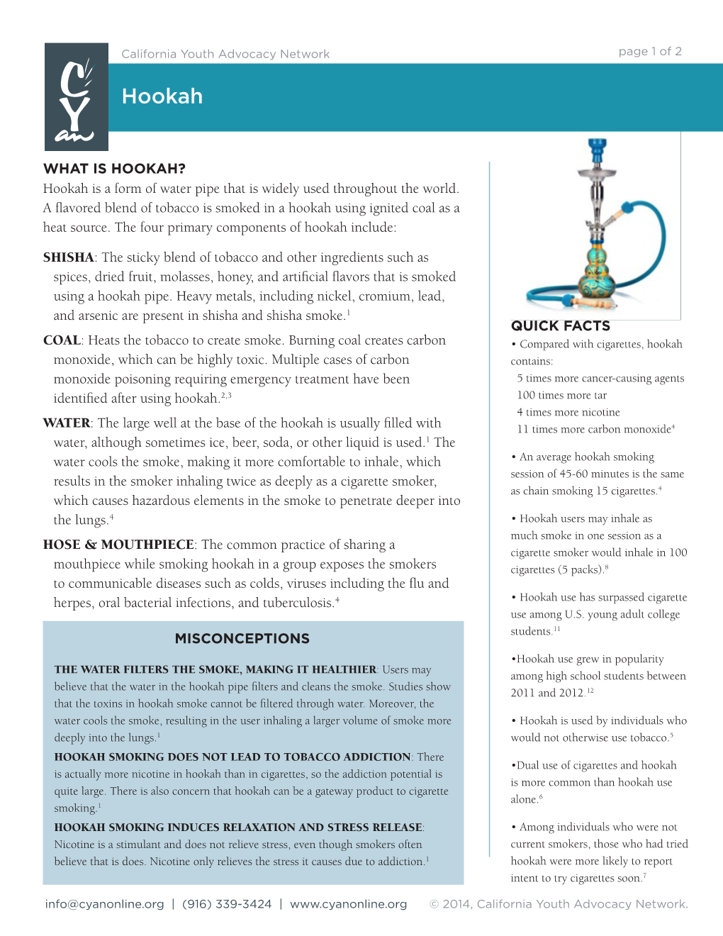 Hookah Fact Sheet