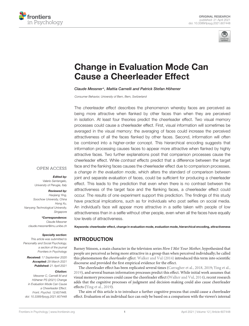 Change in Evaluation Mode Can Cause a Cheerleader Effect