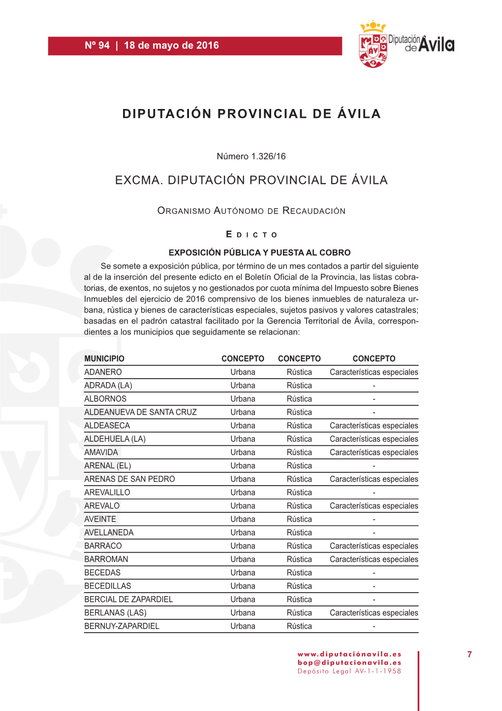 Diputación Provincial De Ávila