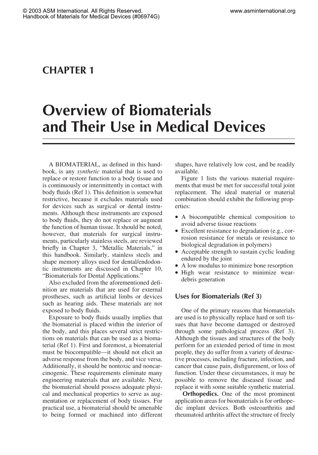 Overview of Biomaterials and Their Use in Medical Devices