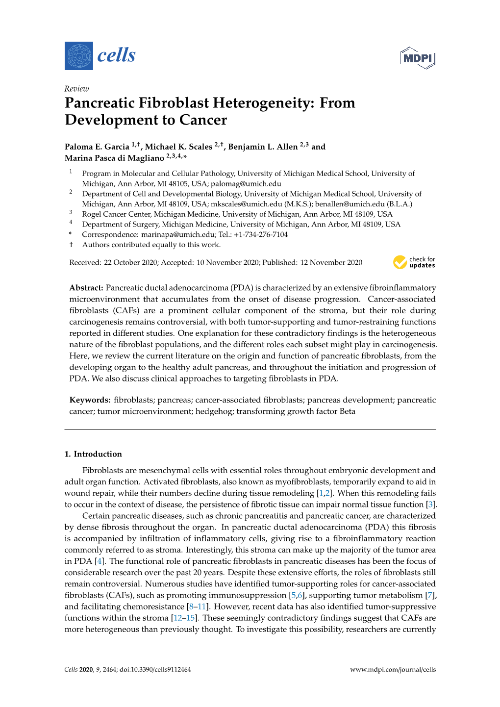 Pancreatic Fibroblast Heterogeneity: from Development to Cancer