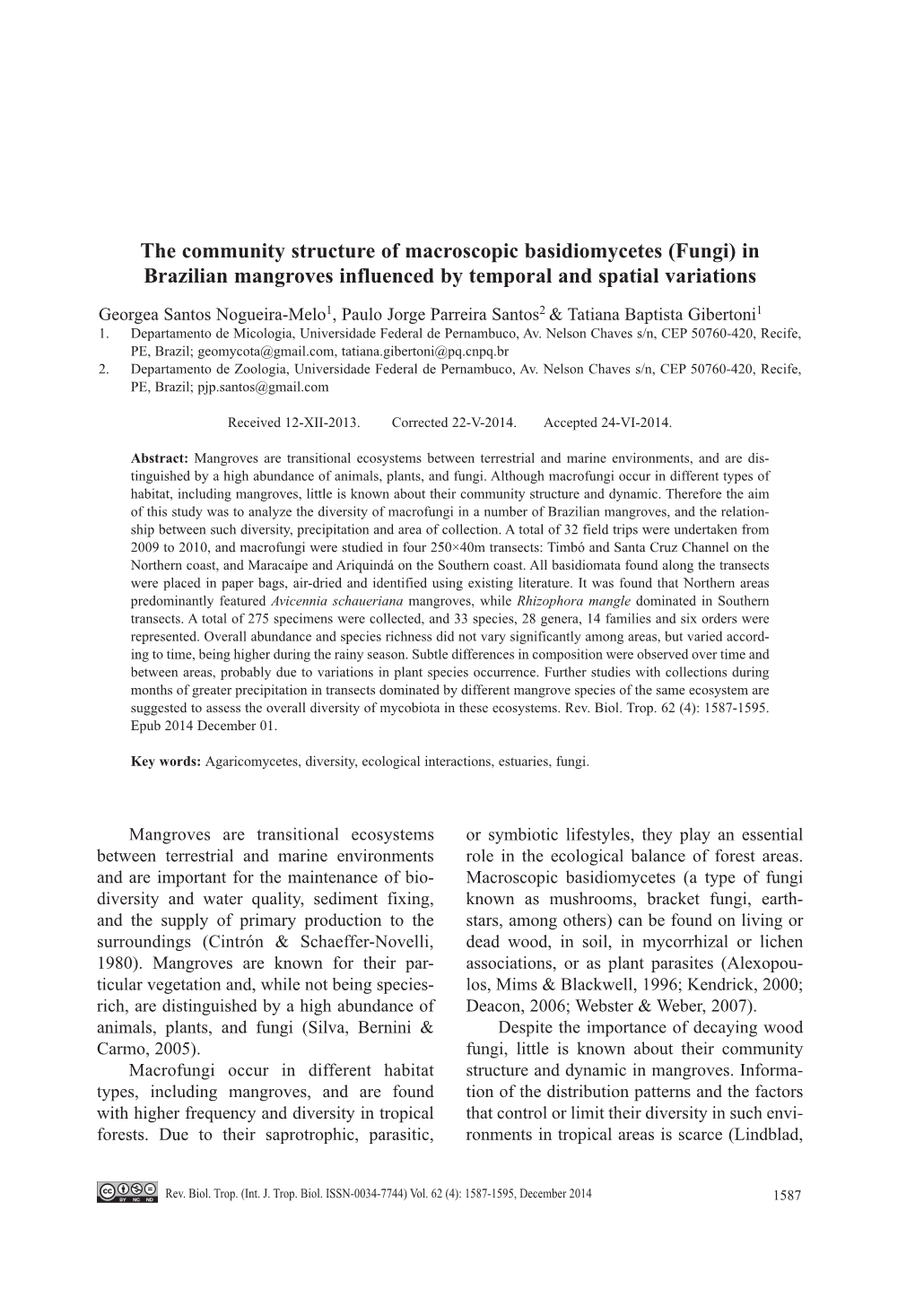 Fungi) in Brazilian Mangroves Influenced by Temporal and Spatial Variations