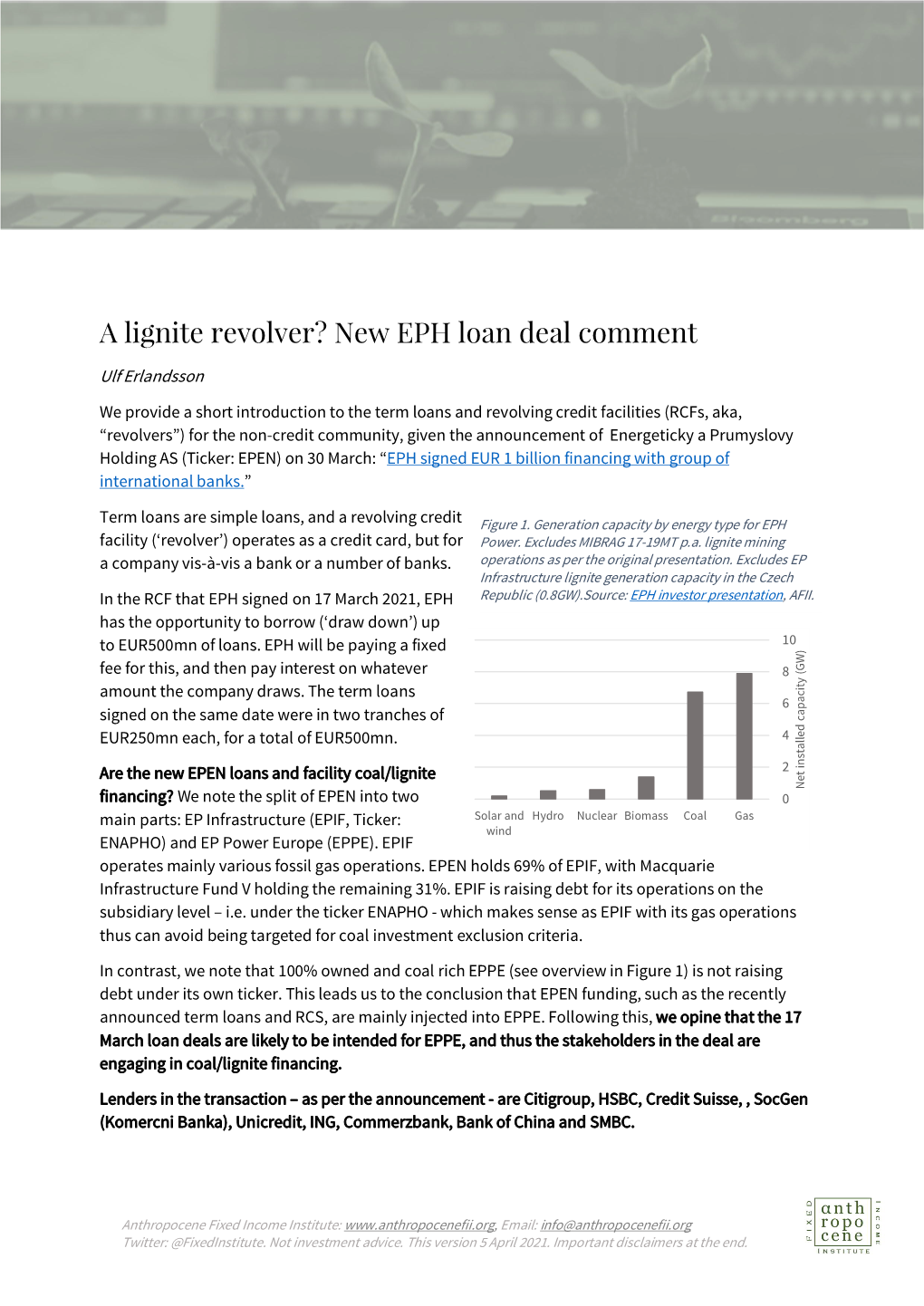 A Lignite Revolver? New EPH Loan Deal Comment