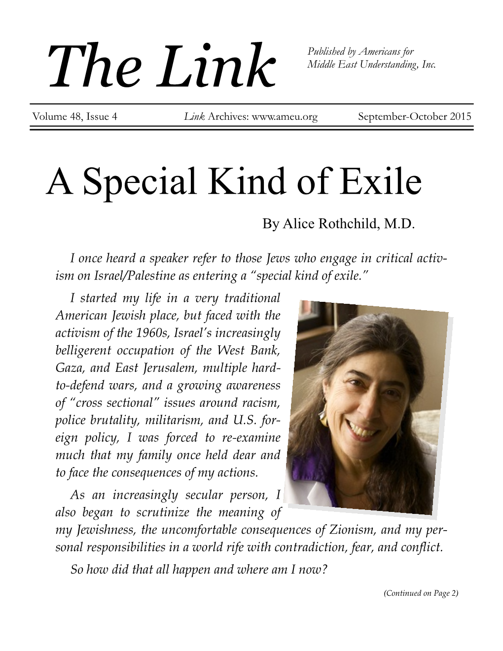 A Special Kind of Exile by Alice Rothchild, M.D