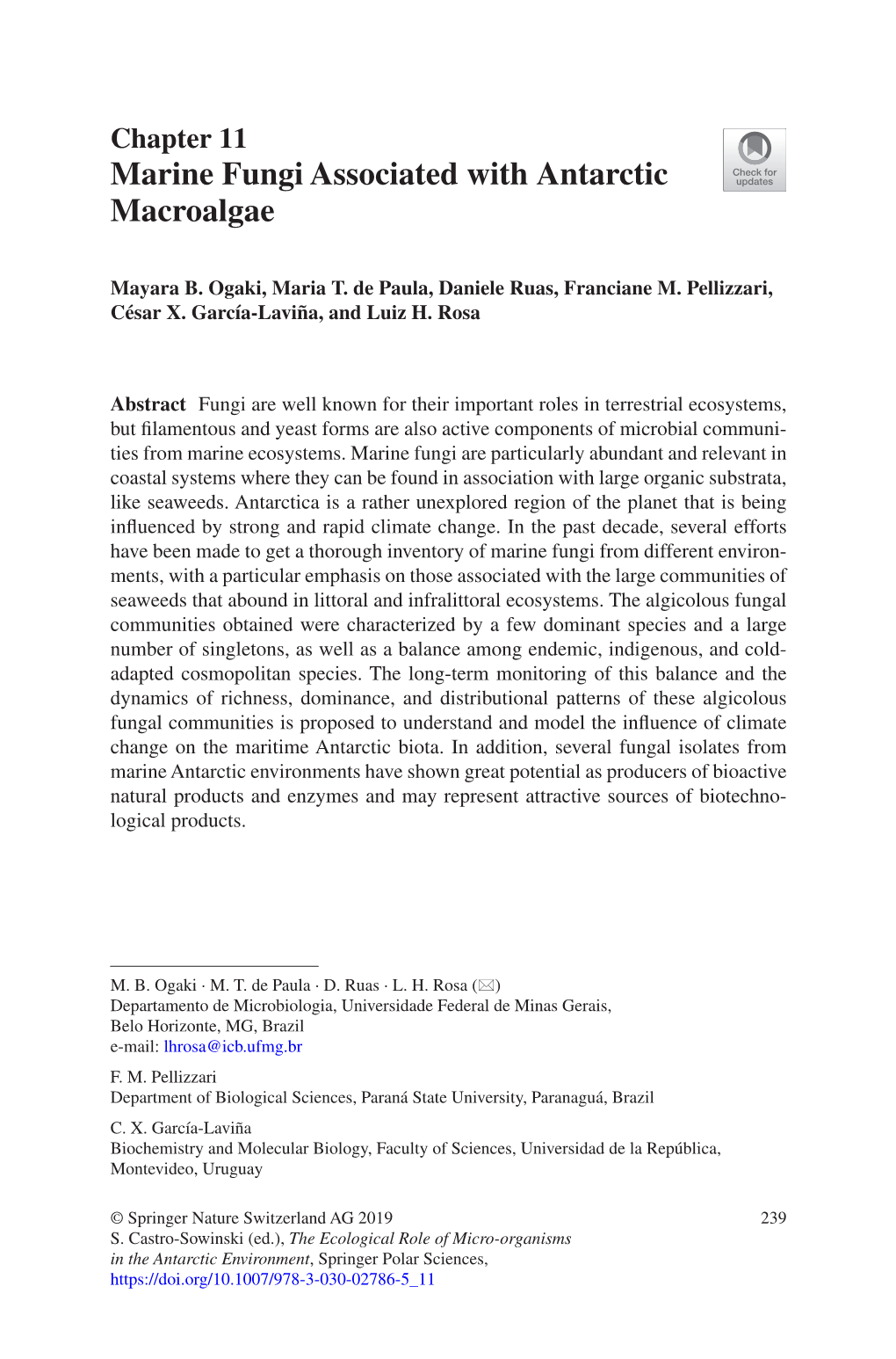 Chapter 11 Marine Fungi Associated with Antarctic Macroalgae