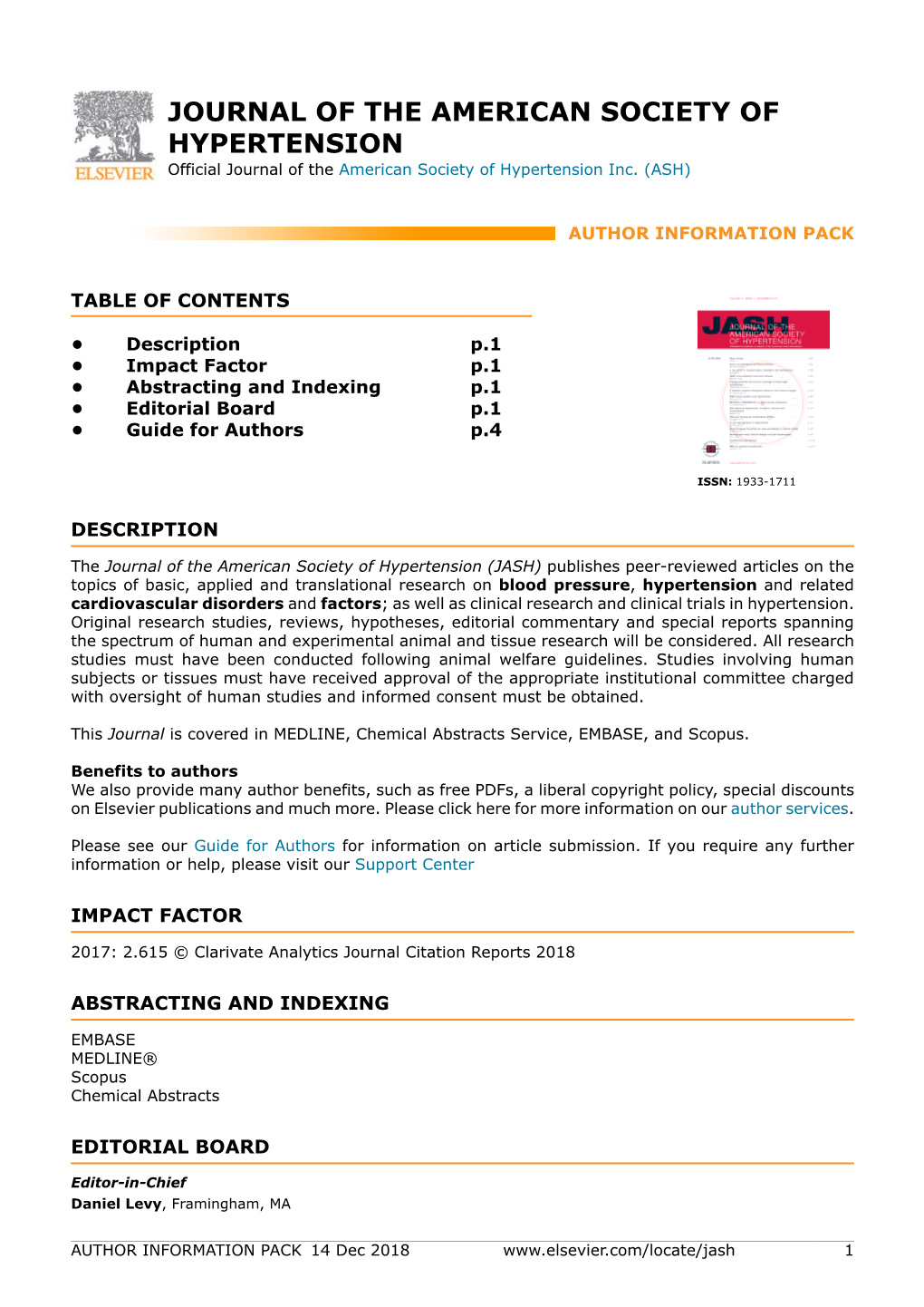 JOURNAL of the AMERICAN SOCIETY of HYPERTENSION Official Journal of the American Society of Hypertension Inc