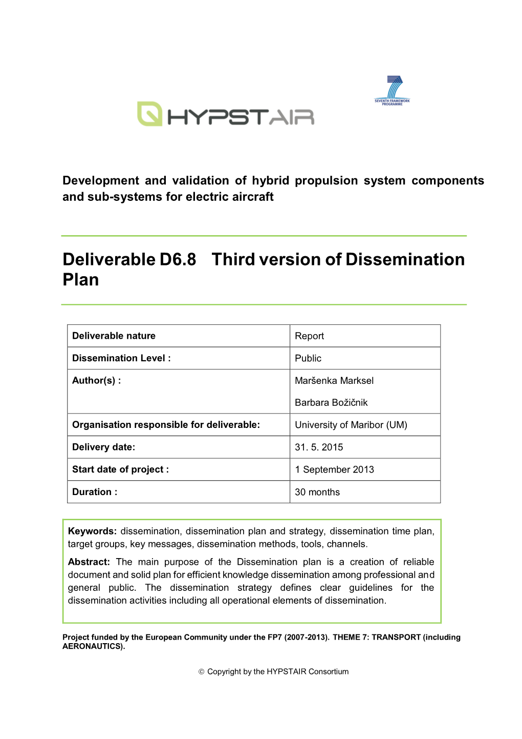Third Version of Dissemination Plan