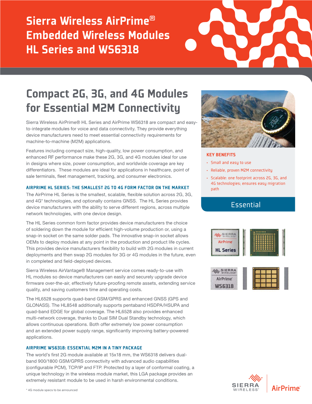 Compact 2G, 3G, and 4G Modules for Essential M2M Connectivity Sierra