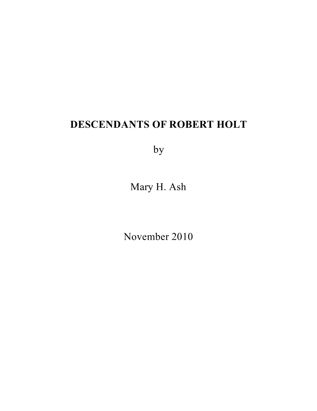 Descendants of Robert Holt