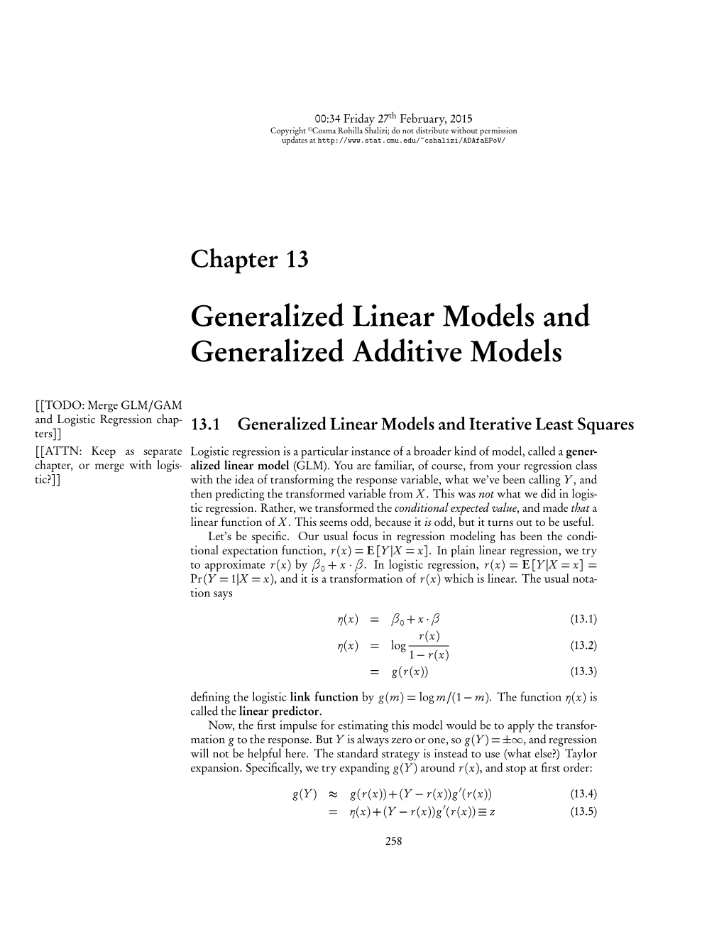 Generalized Linear Models and Generalized Additive Models