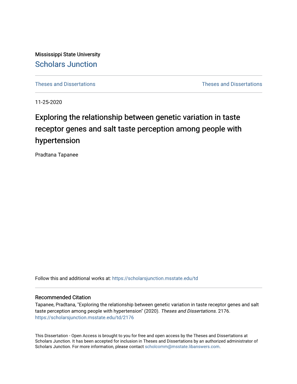 Exploring the Relationship Between Genetic Variation in Taste Receptor Genes and Salt Taste Perception Among People with Hypertension