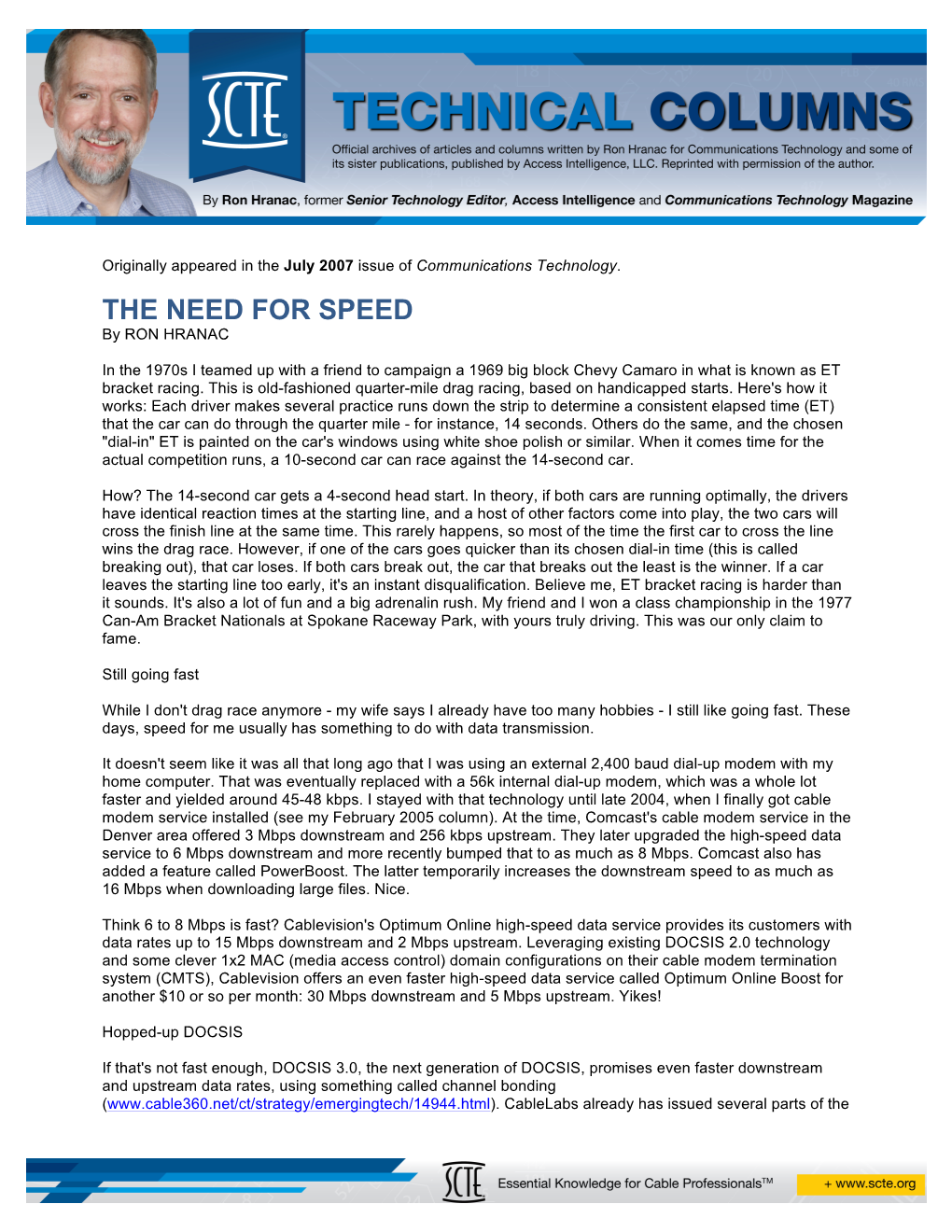 THE NEED for SPEED by RON HRANAC