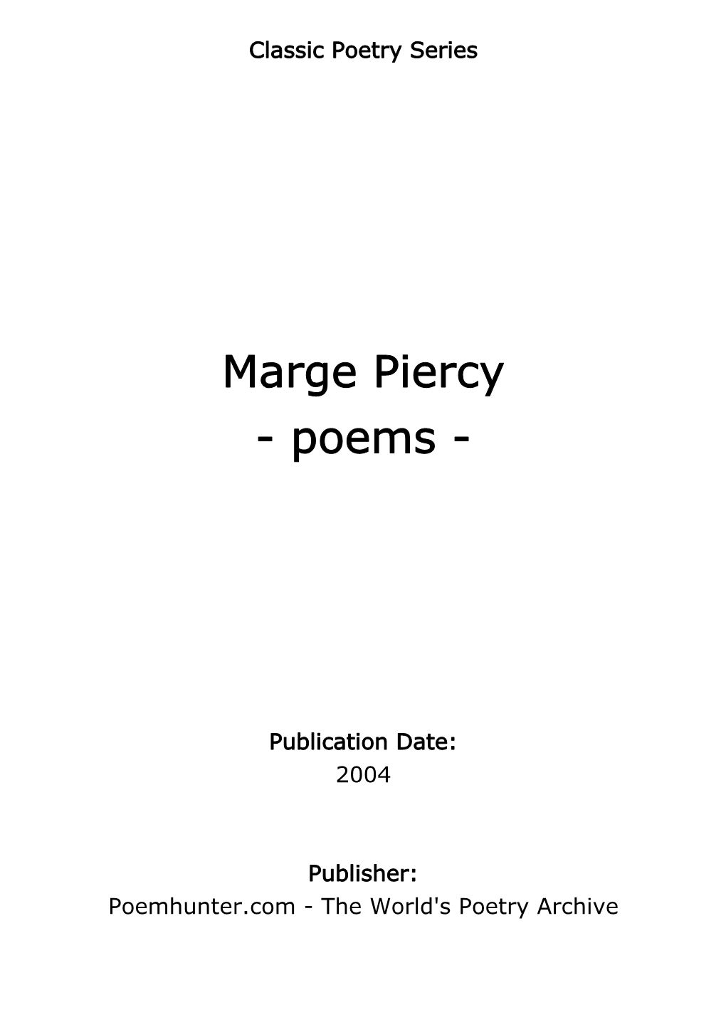 Marge Piercy - Poems