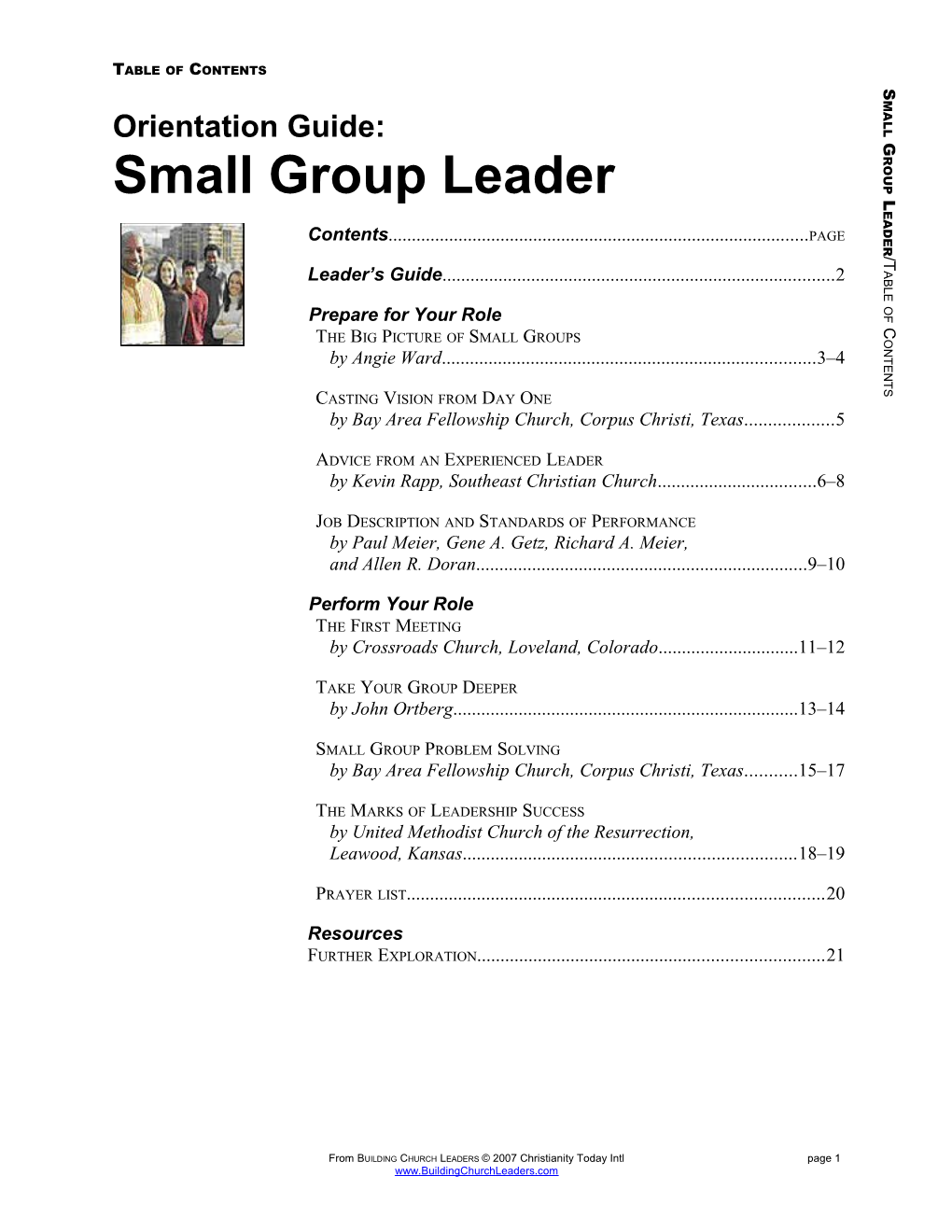 Orientation Guide: Small Group Leader