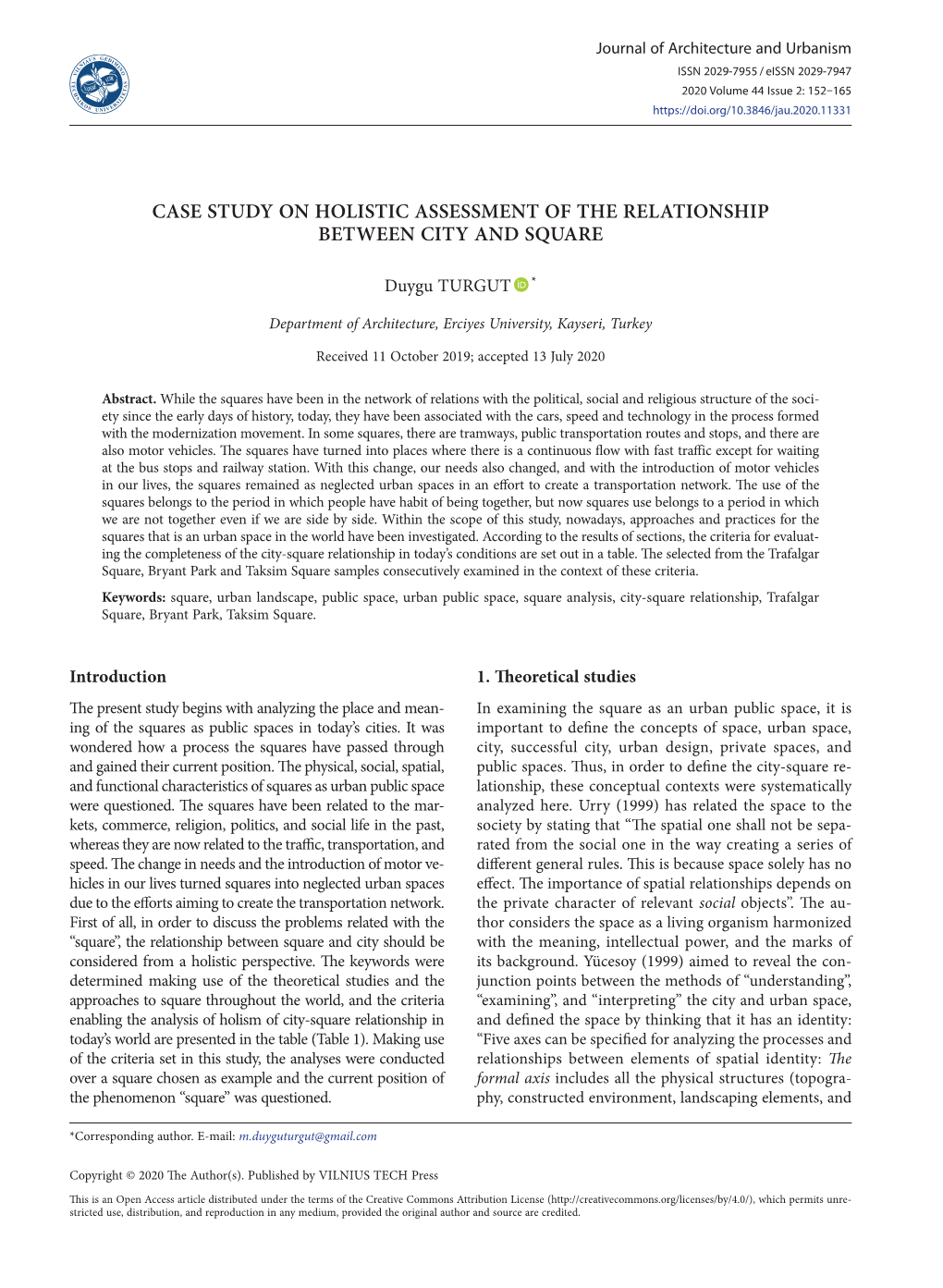 Case Study on Holistic Assessment of the Relationship Between City and Square