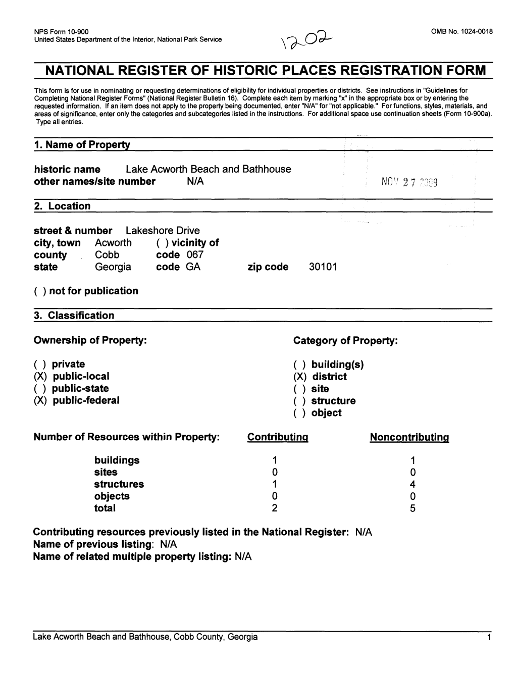 National Register of Historic Places Registration Form