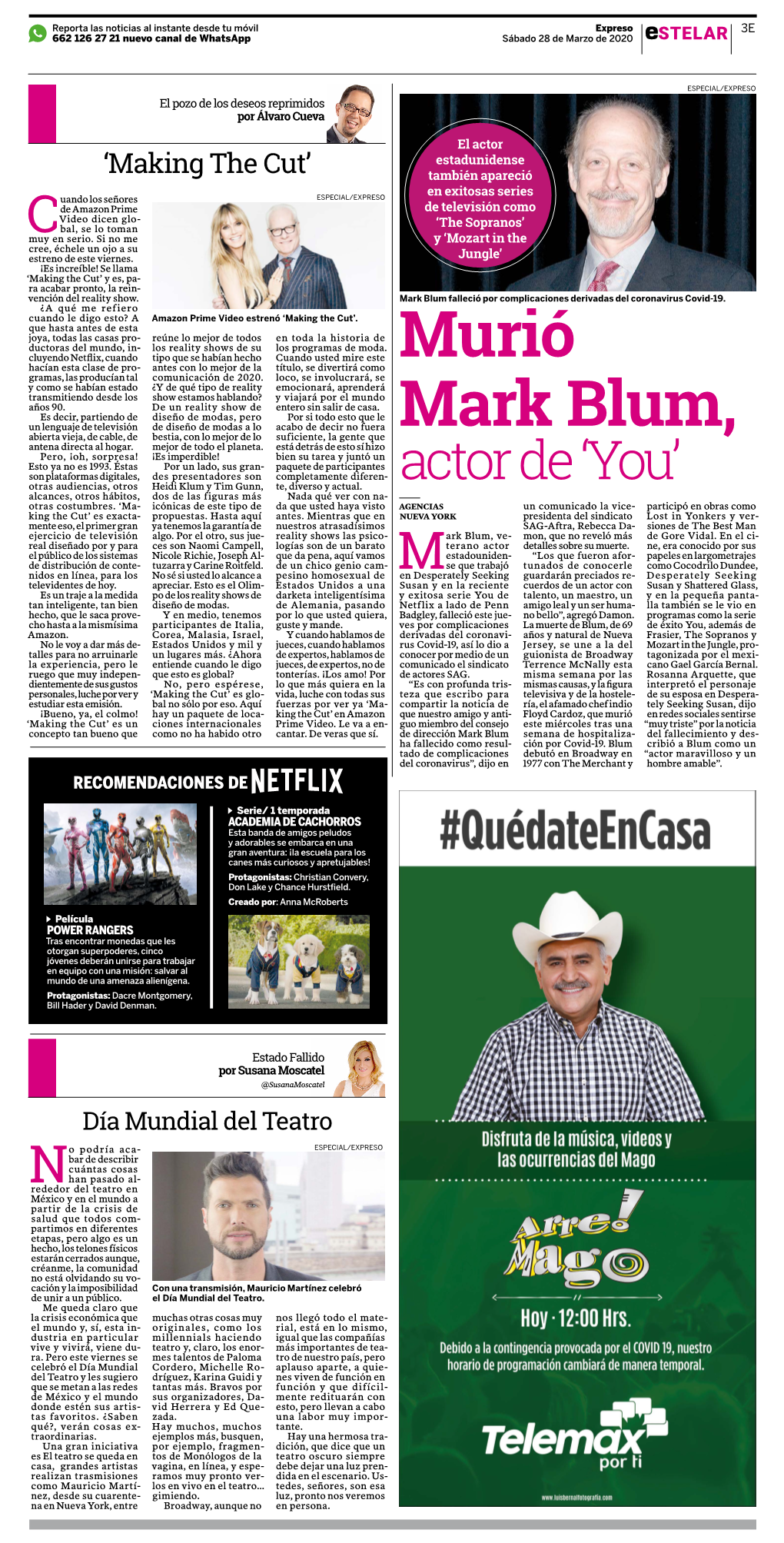 Murió Mark Blum