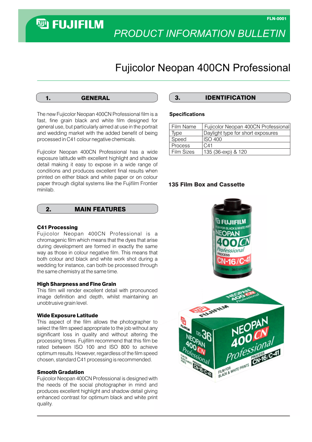 Fuji Neopan Product Info Bulletin 2335