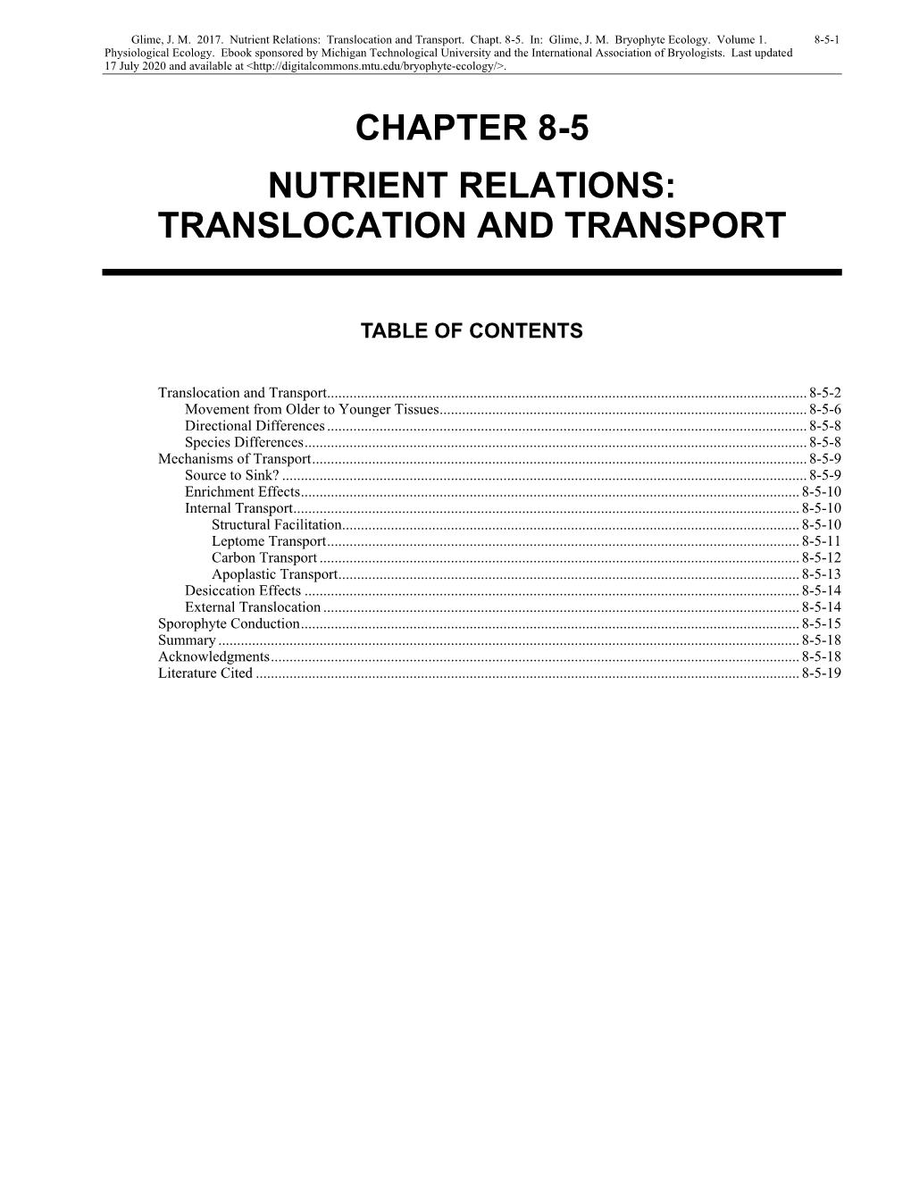 Translocation and Transport