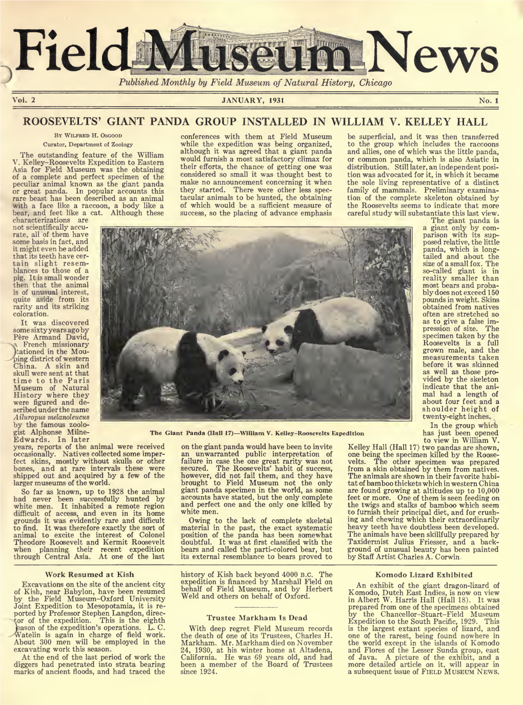 Roosevelts' Giant Panda Group Installed in William V