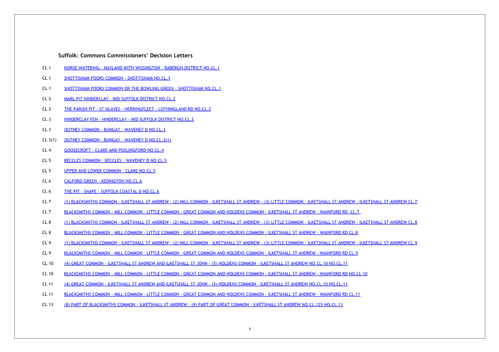 Suffolk: Commons Commissioners Decision Letters