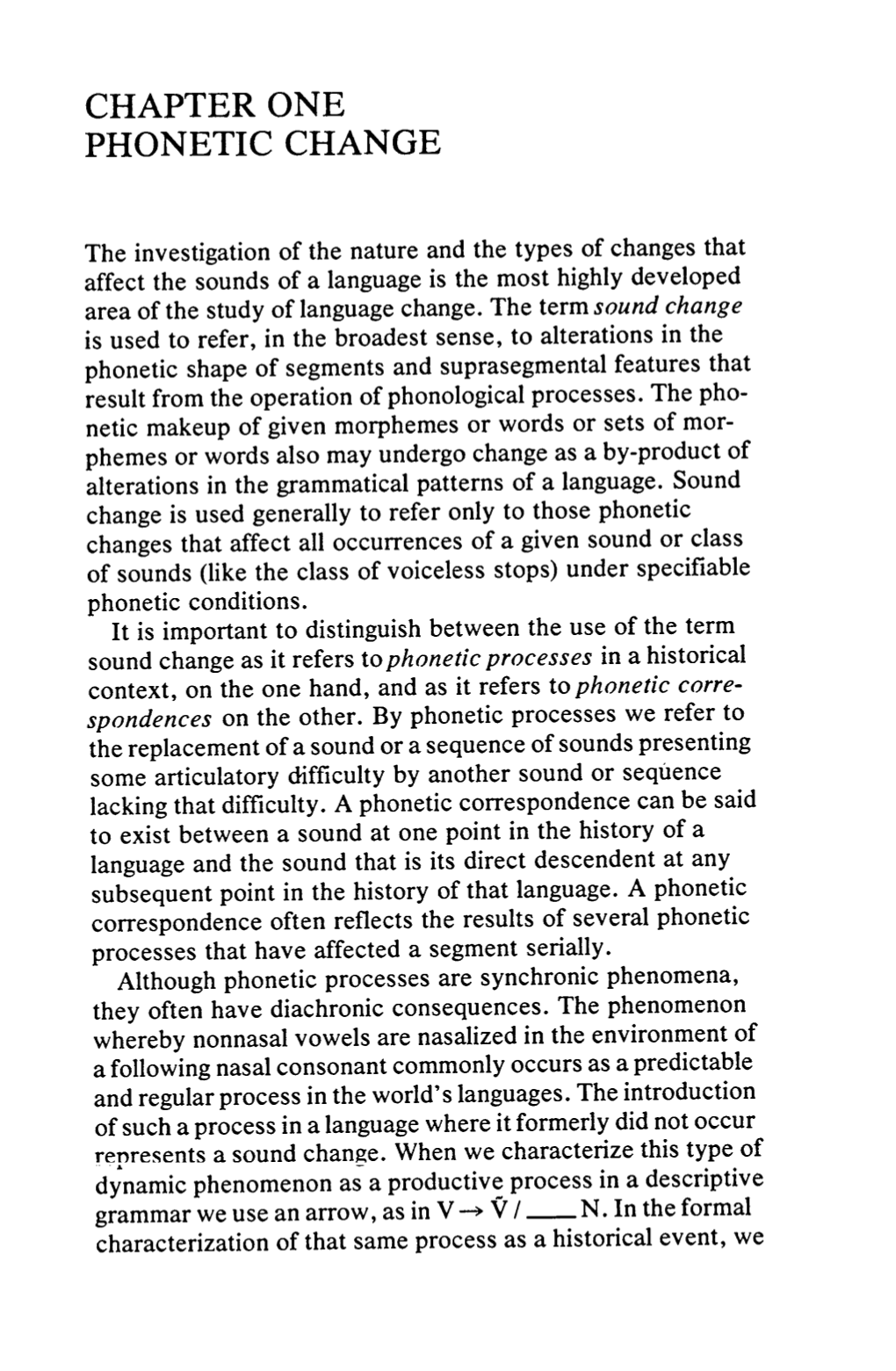 Chapter One Phonetic Change