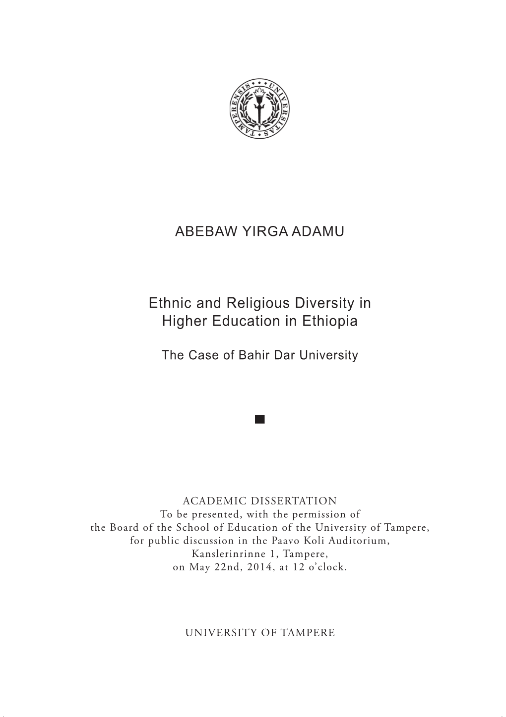 Ethnic and Religious Diversity in Higher Education in Ethiopia