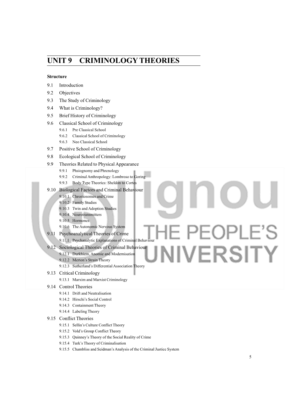 UNIT 9 CRIMINOLOGY THEORIES Criminological Theories