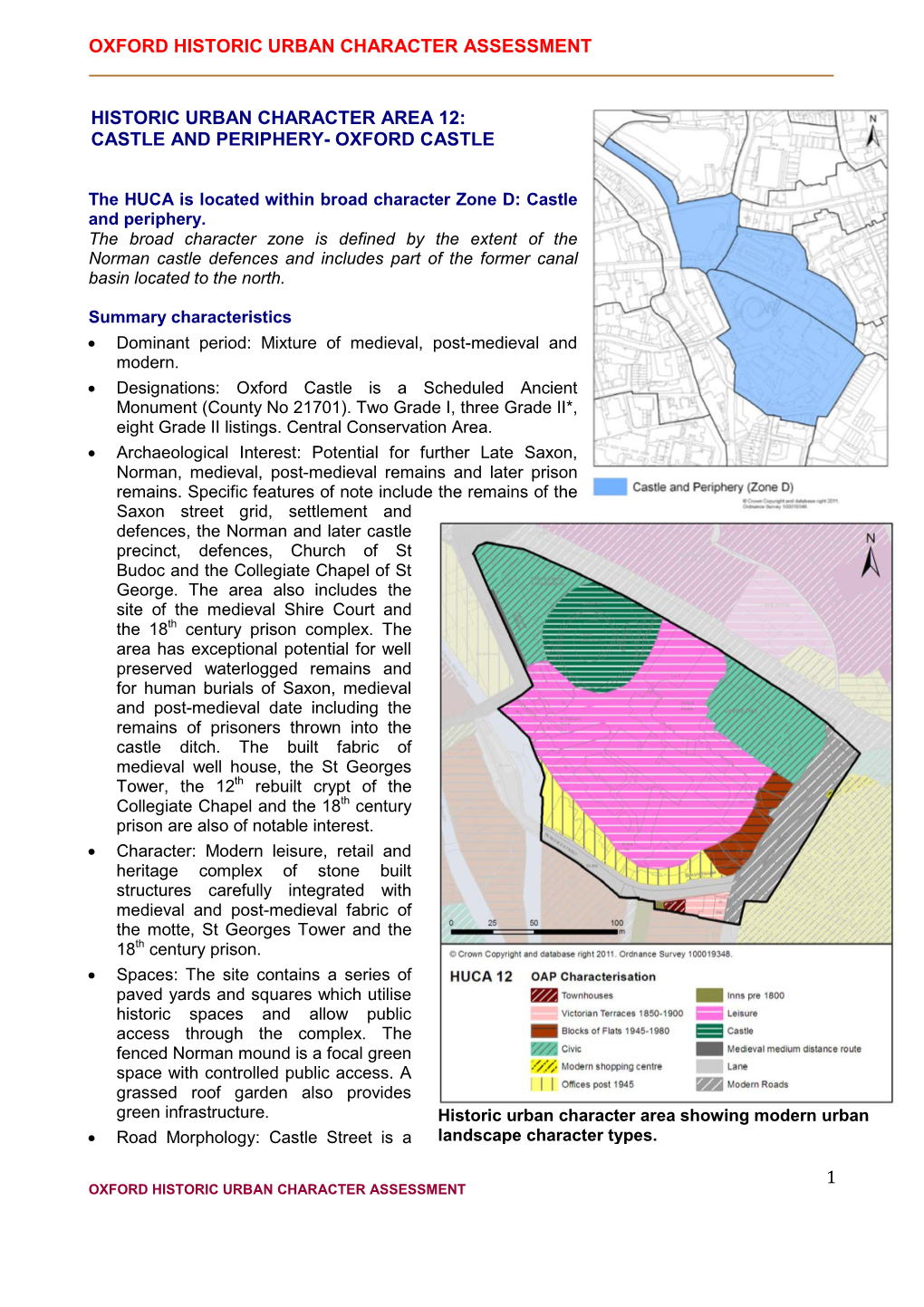 Historic Urban Character Area 12: Castle and Periphery- Oxford Castle