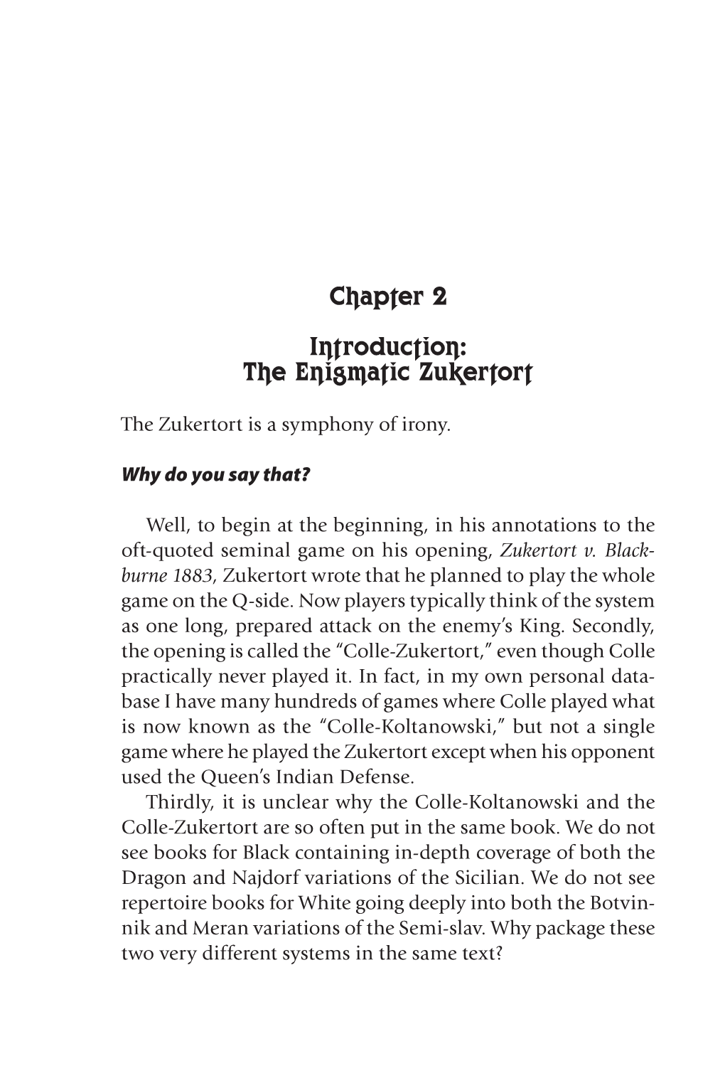 Chapter 2 Introduction: the Enigmatic Zukertort