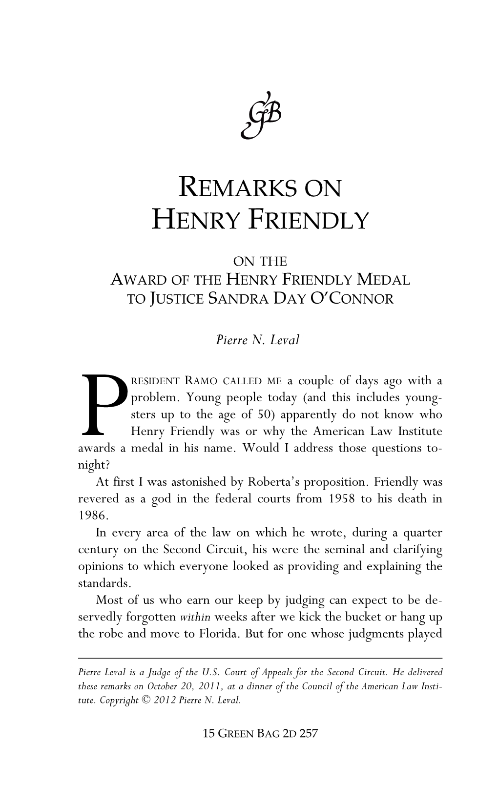 Remarks on Henry Friendly